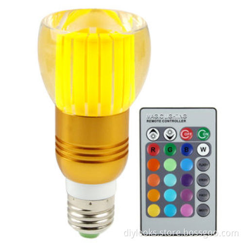 E27 3W Crystal Glass Umbrella RGB LED Light Bulb with Remote Controller